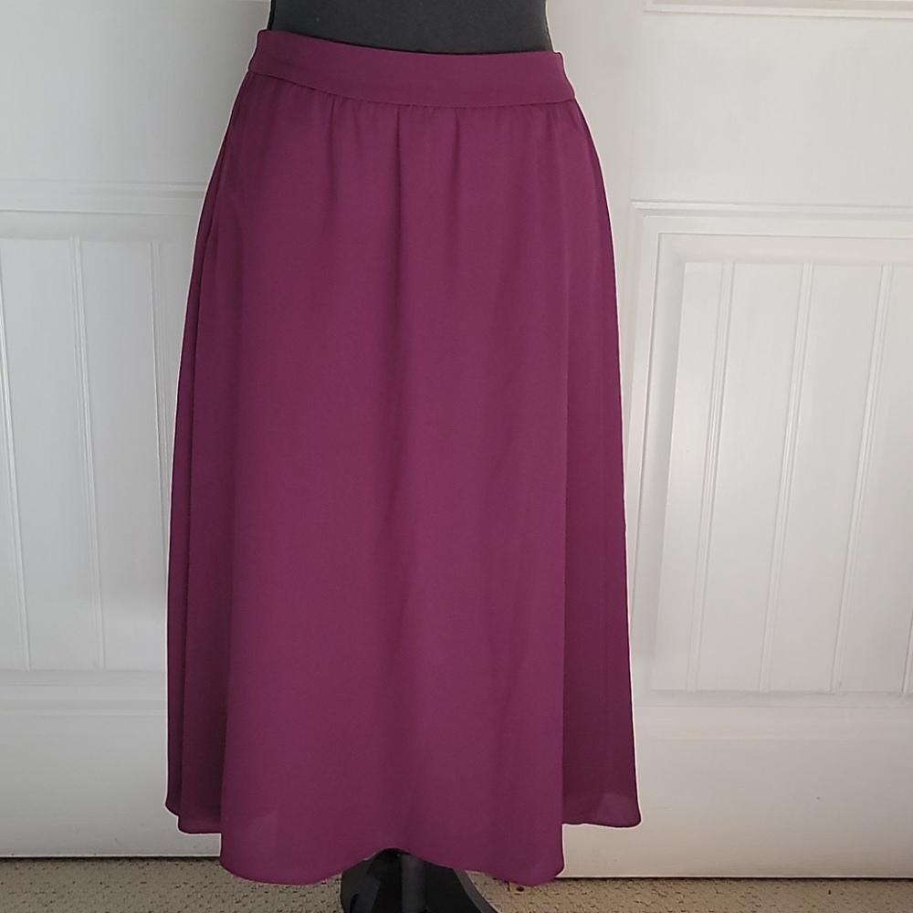 Gorgeous Purple Faux Wrap Midi Skirt (0023)